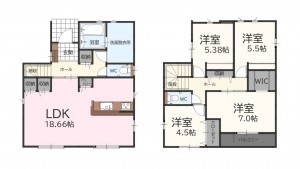 古賀市千鳥、新築一戸建ての間取り画像です