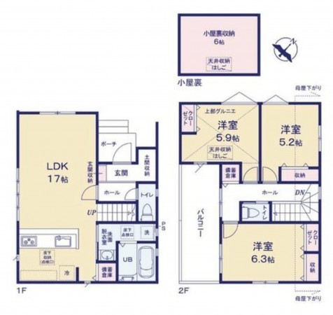 福岡市東区若宮、新築一戸建ての間取り画像です