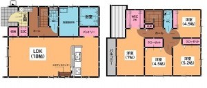 福岡市東区香椎、新築一戸建ての間取り画像です