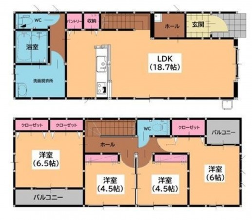 福岡市東区西戸崎、新築一戸建ての間取り画像です