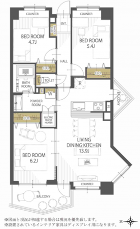 福岡市東区和白、マンションの間取り画像です