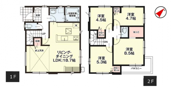 福岡市東区土井、新築一戸建ての間取り画像です