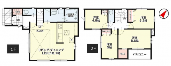 福岡市東区土井、新築一戸建ての間取り画像です