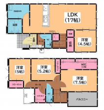 福岡市東区香椎駅東、新築一戸建ての間取り画像です