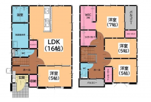 福岡市東区香椎駅東、新築一戸建ての間取り画像です