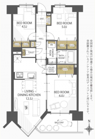 福岡市東区上和白、マンションの間取り画像です