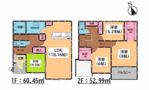 古賀市久保、新築一戸建ての間取り画像です