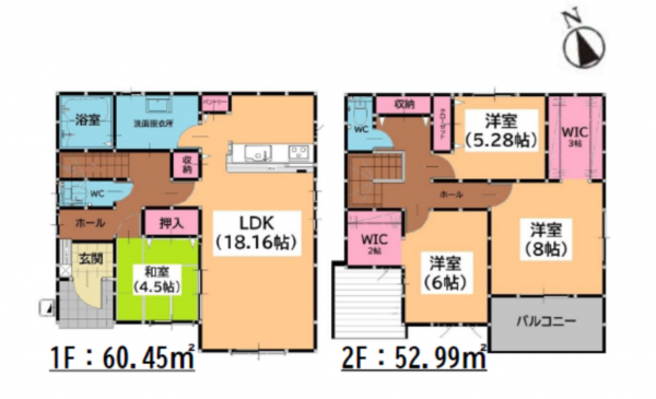 古賀市久保、新築一戸建ての間取り画像です