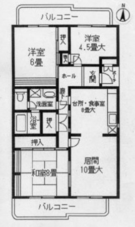 福岡市東区御島崎、マンションの間取り画像です