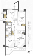 福岡市東区香椎、マンションの間取り画像です