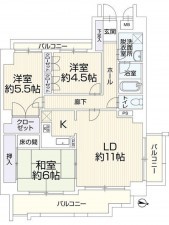 福岡市東区和白東、マンションの間取り画像です