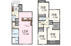 古賀市花見南、新築一戸建ての間取り画像です