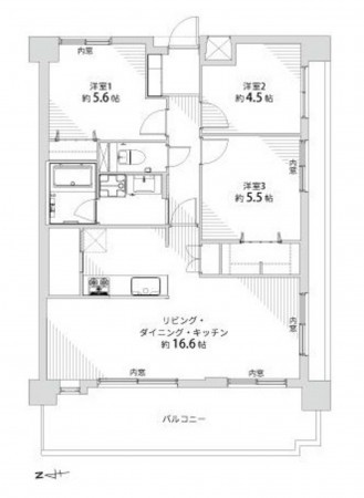 福岡市東区西戸崎、マンションの間取り画像です
