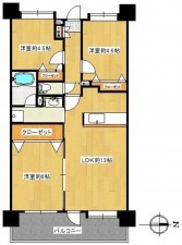 福岡市東区土井、マンションの間取り画像です