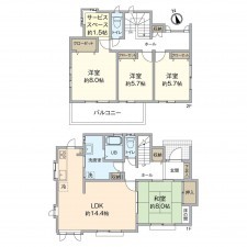 糟屋郡新宮町湊坂、中古一戸建ての間取り画像です