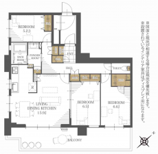 福岡市東区香椎照葉、マンションの間取り画像です