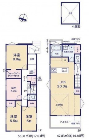 福岡市東区松香台、新築一戸建ての間取り画像です
