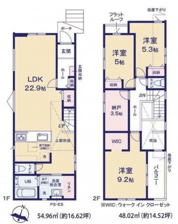 福岡市東区松香台、新築一戸建ての間取り画像です