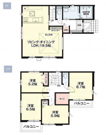 古賀市花見東、新築一戸建ての間取り画像です