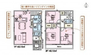 福岡市東区大岳、新築一戸建ての間取り画像です
