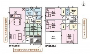 福岡市東区大岳、新築一戸建ての間取り画像です