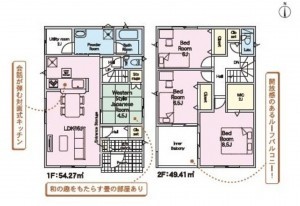 福岡市東区大岳、新築一戸建ての間取り画像です