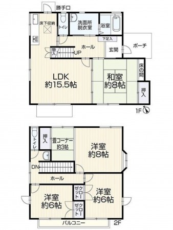 古賀市舞の里、中古一戸建ての間取り画像です