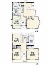 福岡市東区青葉、中古一戸建ての間取り画像です