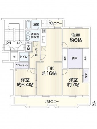 福岡市東区奈多団地、マンションの間取り画像です