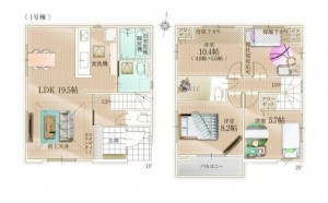 福岡市東区八田、新築一戸建ての間取り画像です
