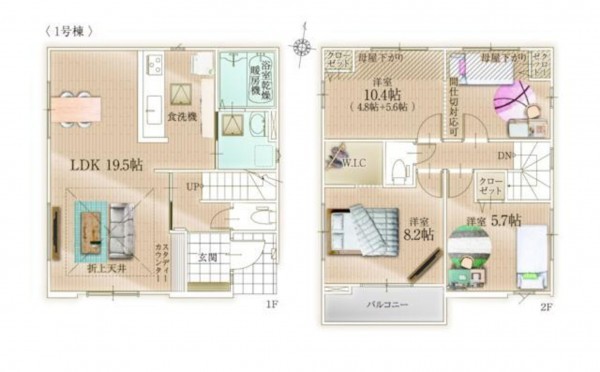 福岡市東区八田、新築一戸建ての間取り画像です