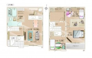 福岡市東区八田、新築一戸建ての間取り画像です