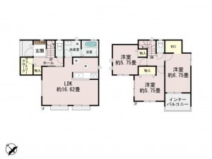 福岡市東区香住ヶ丘、新築一戸建ての間取り画像です