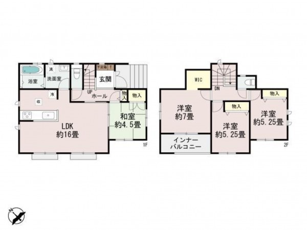福岡市東区香住ヶ丘、新築一戸建ての間取り画像です