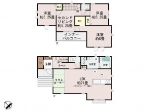 福岡市東区香住ヶ丘、新築一戸建ての間取り画像です