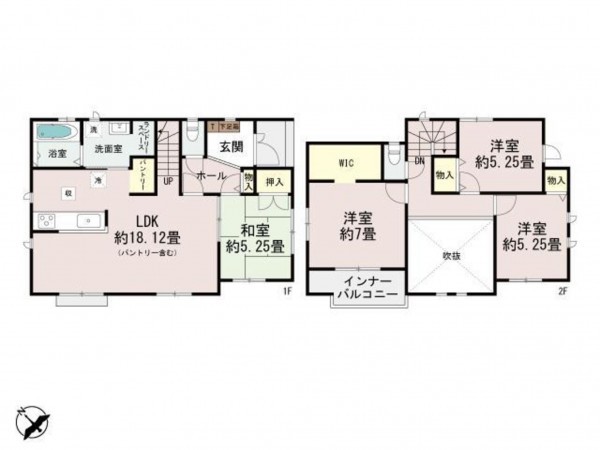 福岡市東区香住ヶ丘、新築一戸建ての間取り画像です