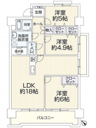 古賀市花見東、マンションの間取り画像です