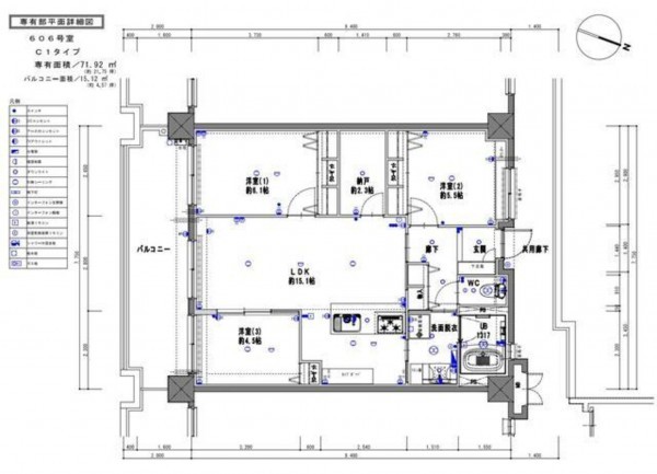 福岡市東区舞松原、マンションの間取り画像です