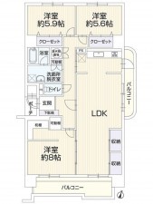 福岡市東区香椎浜、マンションの間取り画像です