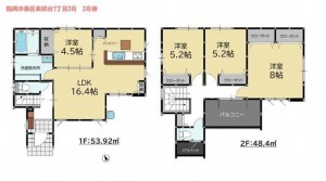 福岡市東区美和台、新築一戸建ての間取り画像です
