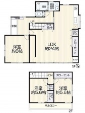 福岡市東区下原、中古一戸建ての間取り画像です