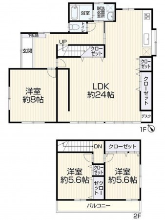 福岡市東区下原、中古一戸建ての間取り画像です