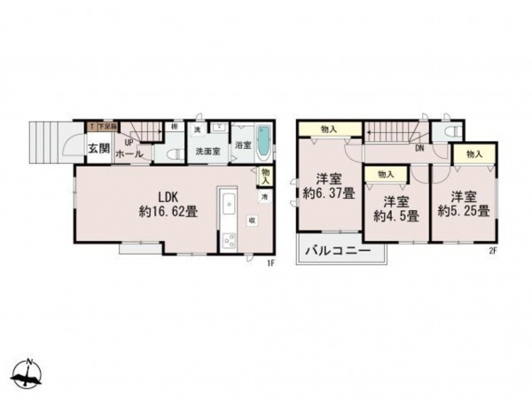 福岡市東区青葉、新築一戸建ての間取り画像です