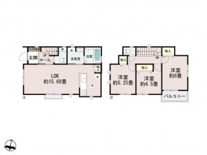 福岡市東区青葉、新築一戸建ての間取り画像です