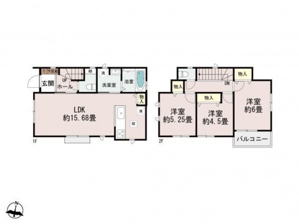 福岡市東区青葉、新築一戸建ての間取り画像です