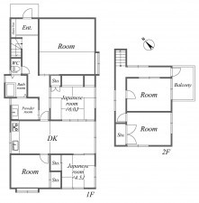 福岡市東区西戸崎、中古一戸建ての間取り画像です