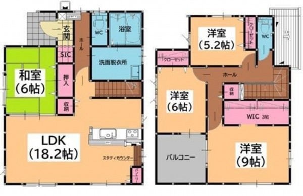 福岡市東区雁の巣、新築一戸建ての間取り画像です