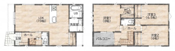 福岡市東区香住ヶ丘、新築一戸建ての間取り画像です
