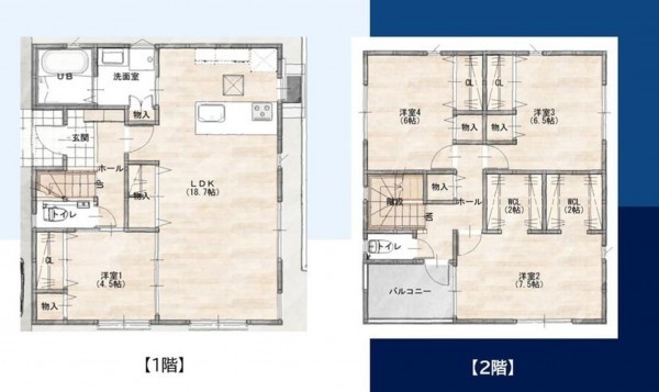 古賀市花見東、新築一戸建ての間取り画像です
