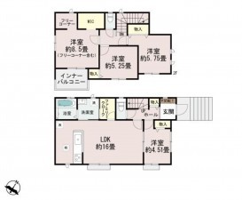 福岡市東区土井、新築一戸建ての間取り画像です
